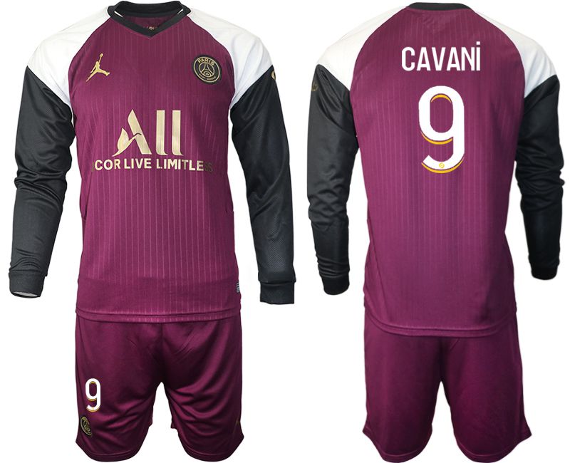 Men 2020-2021 club Paris St German Jordan white long sleeves #9 Soccer Jerseys->->Soccer Club Jersey